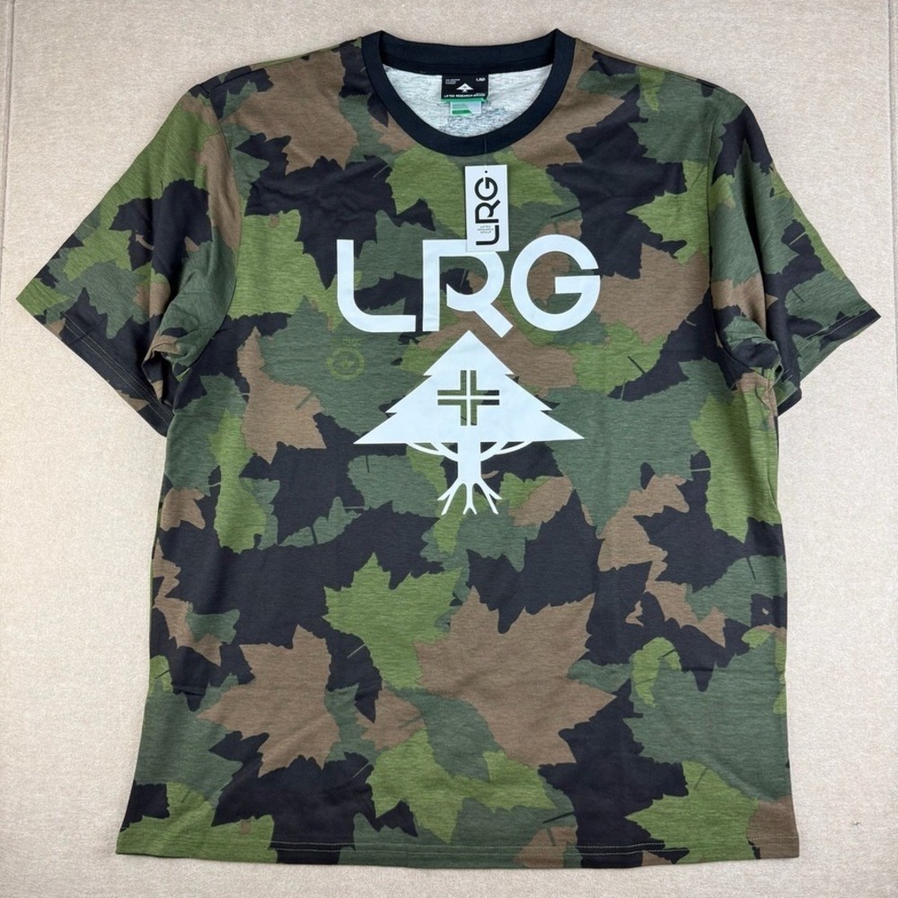 LRG Shirt Mens L Green Camo Lifted Research Group Tree Logo Streetwear Graphic